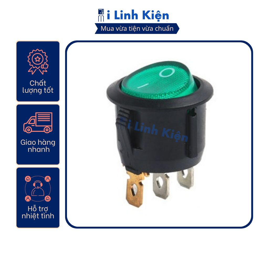 Công tắc bập bênh tròn KCD1-105 6A250V 3P có đèn
