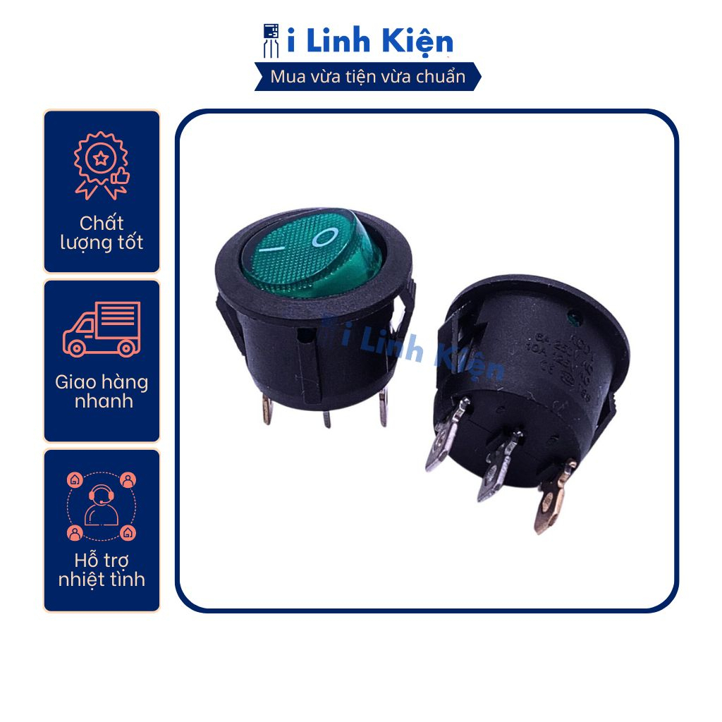 Công tắc bập bênh tròn KCD1-105 6A250V 3P có đèn