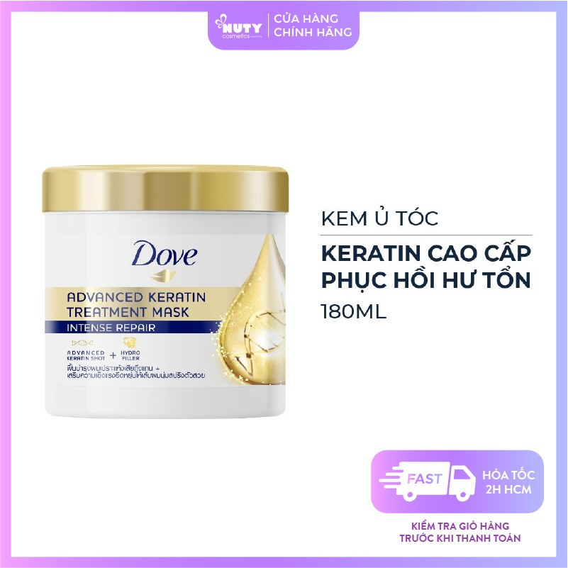 Kem Ủ Tóc Dove Phục Hồi Hư Tổn  Advanced Keratin Treatment Mask Intense Repair (180ml)