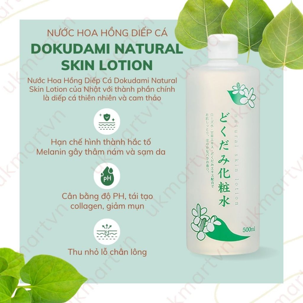 Nước Hoa Hồng Dokudami Chiết Xuất Từ Lá Diếp Cá 500ml Kháng Khuẩn Kháng Mụn Cấp Ẩm