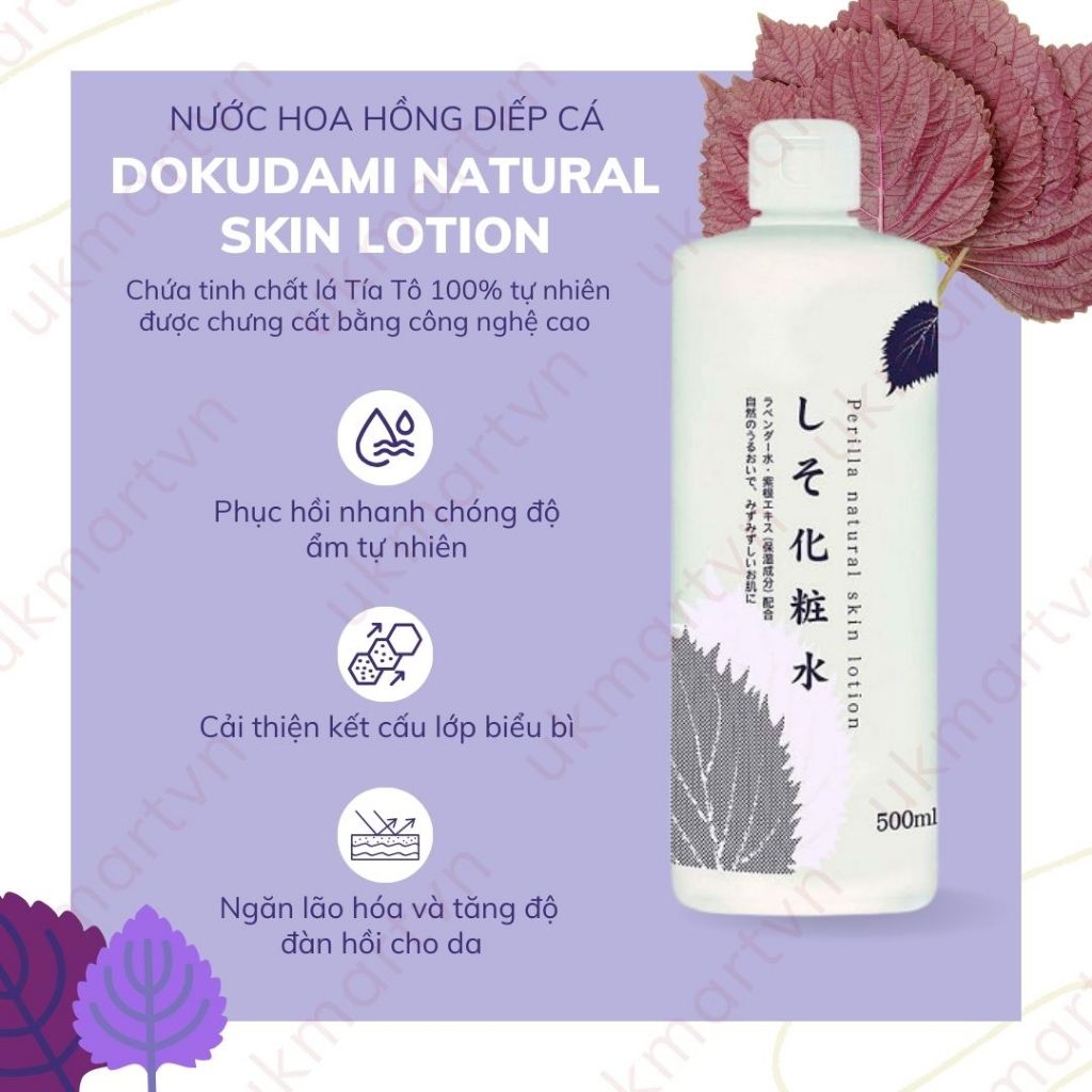 Nước Hoa Hồng Dokudami Chiết Xuất Từ Lá Diếp Cá 500ml Kháng Khuẩn Kháng Mụn Cấp Ẩm
