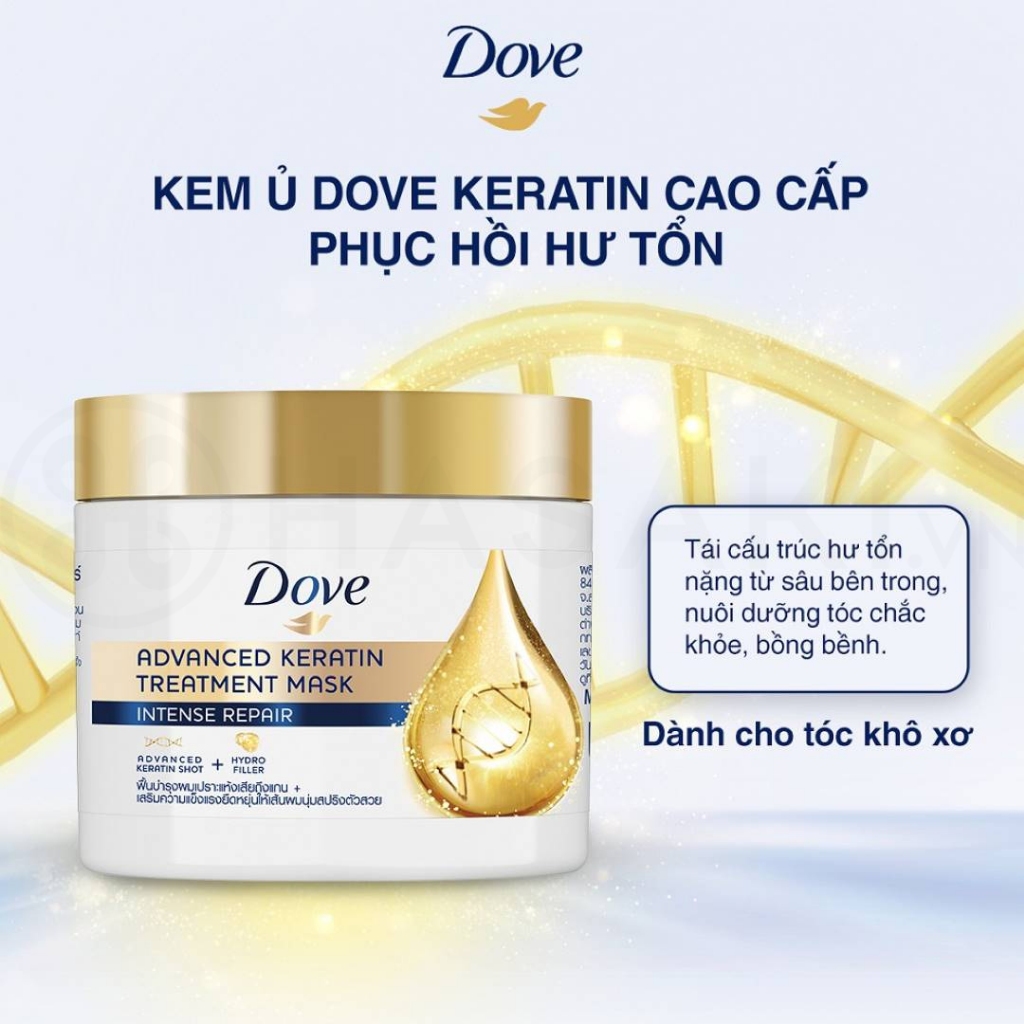 Kem Ủ Tóc Dove Phục Hồi Hư Tổn  Advanced Keratin Treatment Mask Intense Repair (180ml)