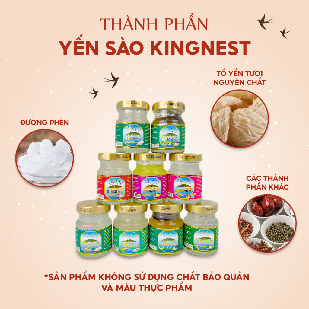 Yến Sào Chưng Tươi Nguyên Chất 39% Yến KingNest Khánh Hòa Hộp 70ml Hộp 6 Hũ Mix Vị - Miwako Việt Nam