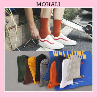 Tất cổ cao nam nữ tất trơn dài gân cotton cao cấp thời trang hàn quốc đẹp giá rẻ MOHALI VC015