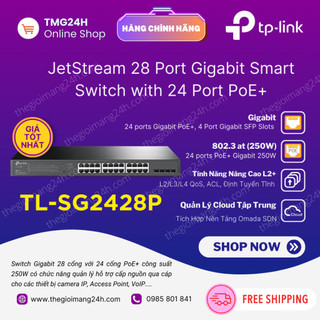 Switch poe tp-link switch smart jetstream 28 cổng gigabit với 24 cổng poe+ tl-sg2428p vlan. hàng chính hãng