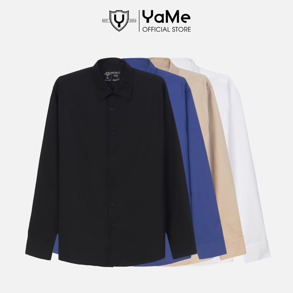 Áo Sơ Mi Nam Tay Dài Ít Nhăn Đơn Giản Thời Trang Thương Hiệu Y2010 WRINKLE FREE 02 22454 |YaMe|