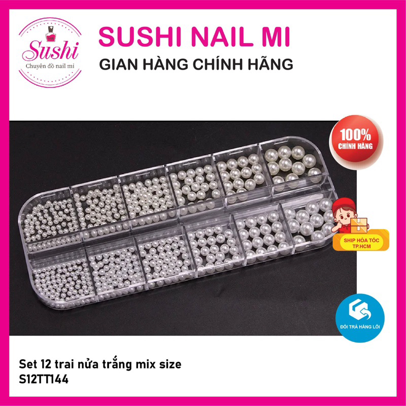 Set 12 trai nửa trắng mix size  - Sushi nail mi