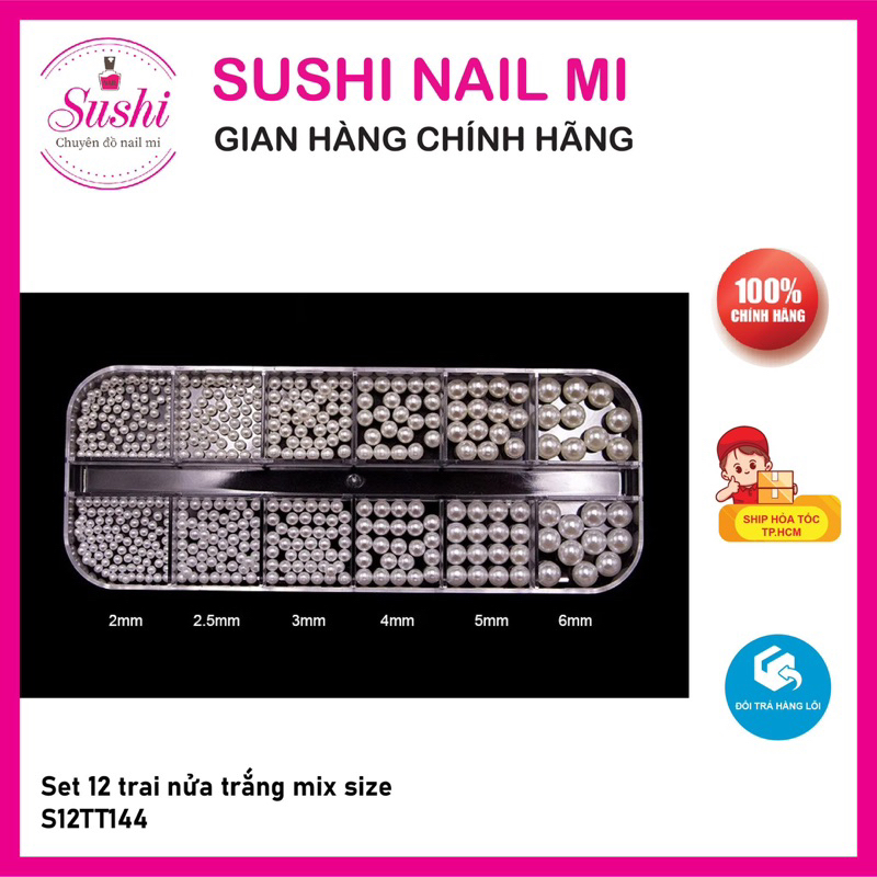 Set 12 trai nửa trắng mix size  - Sushi nail mi