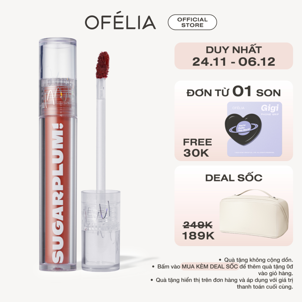 Son Tint Nước OFÉLIA SUGARPLUM MistyNow Blurring Tint (3.8g)