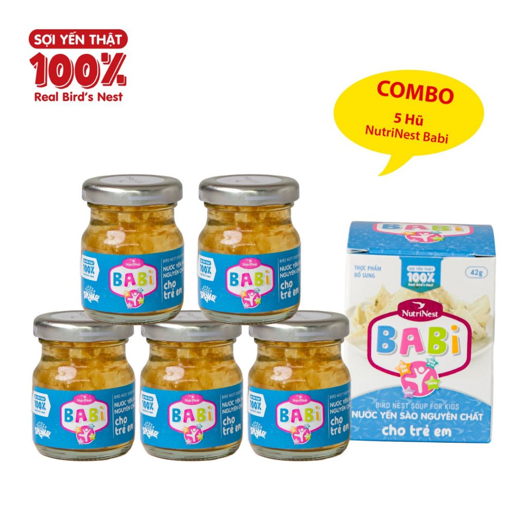 Combo 5 Hũ Nước Yến Sào Cho Trẻ Em Babi - NUTRINEST - Hũ Đơn 42g