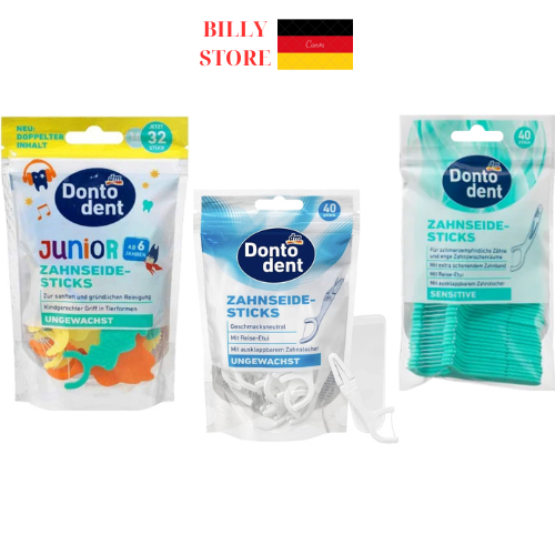 Tăm chỉ nha khoa Dontodent Đức 2 in 1 vệ sinh răng & kẽ răng(túi 40 cây)