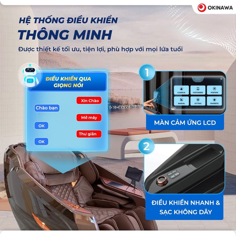 [SALE 70%- CHÍNH HÃNG - QUÀ TẶNG] Ghế massage cao cấp OKINAWA S-802 công nghệ 7D bi di chuyển
