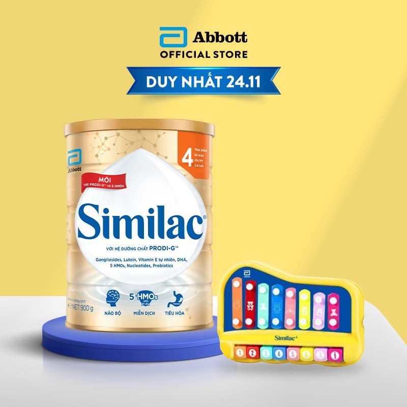 [Tặng 1 Đàn tơ rưng] Sữa bột Similac 4 900g/lon Dinh Dưỡng 5G Mới