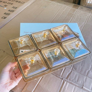  Khay Mứt Tết 6 Ngăn Màu Hổ Phách Sang Trọng 
