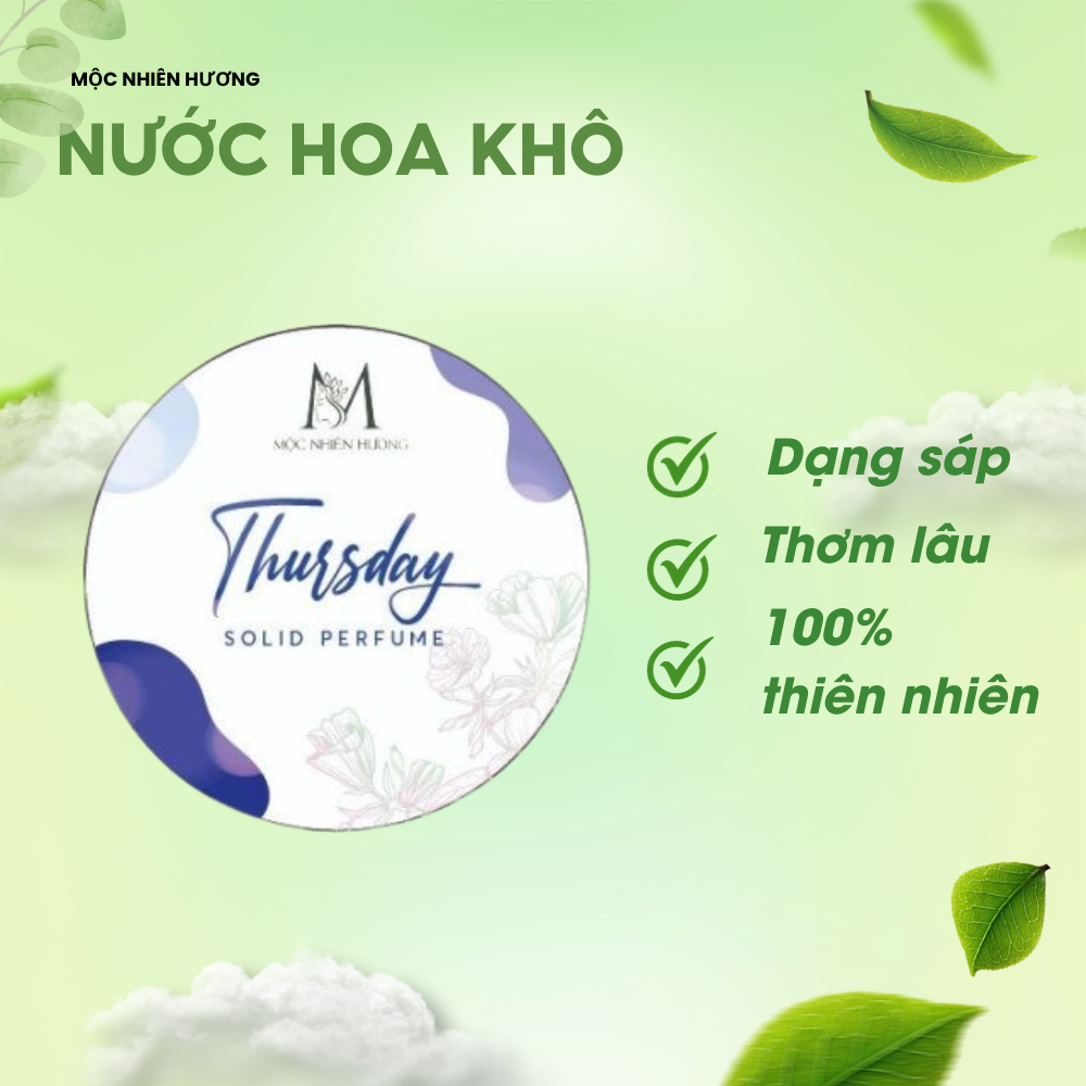 Nước hoa khô Mộc Nhiên Hương dạng sáp chiết xuất từ thiên nhiên mùi hương nhẹ nhàng, thanh lịch, nhỏ gọn