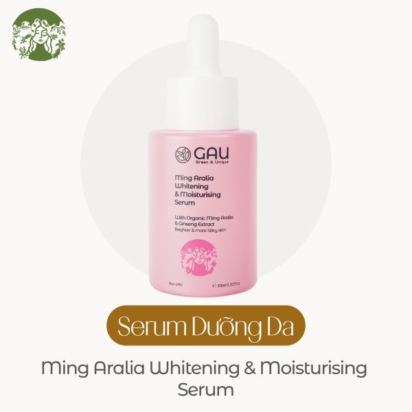 Serum Dưỡng Da GAU Ming Aralia Whitening & Moisturising Serum Chiết Xuất Nhân Sâm Và Mâm Xôi Giúp Giảm Nếp Nhăn 30ml