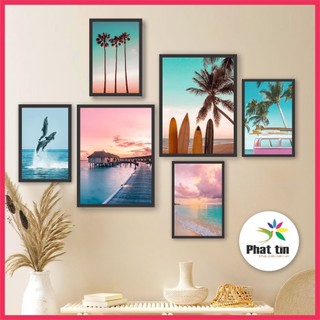Tranh dán tường chủ đề về biển,  trang trí phòng khách decor hiện đại, có keo dán sẵn, nhiều kích thước.