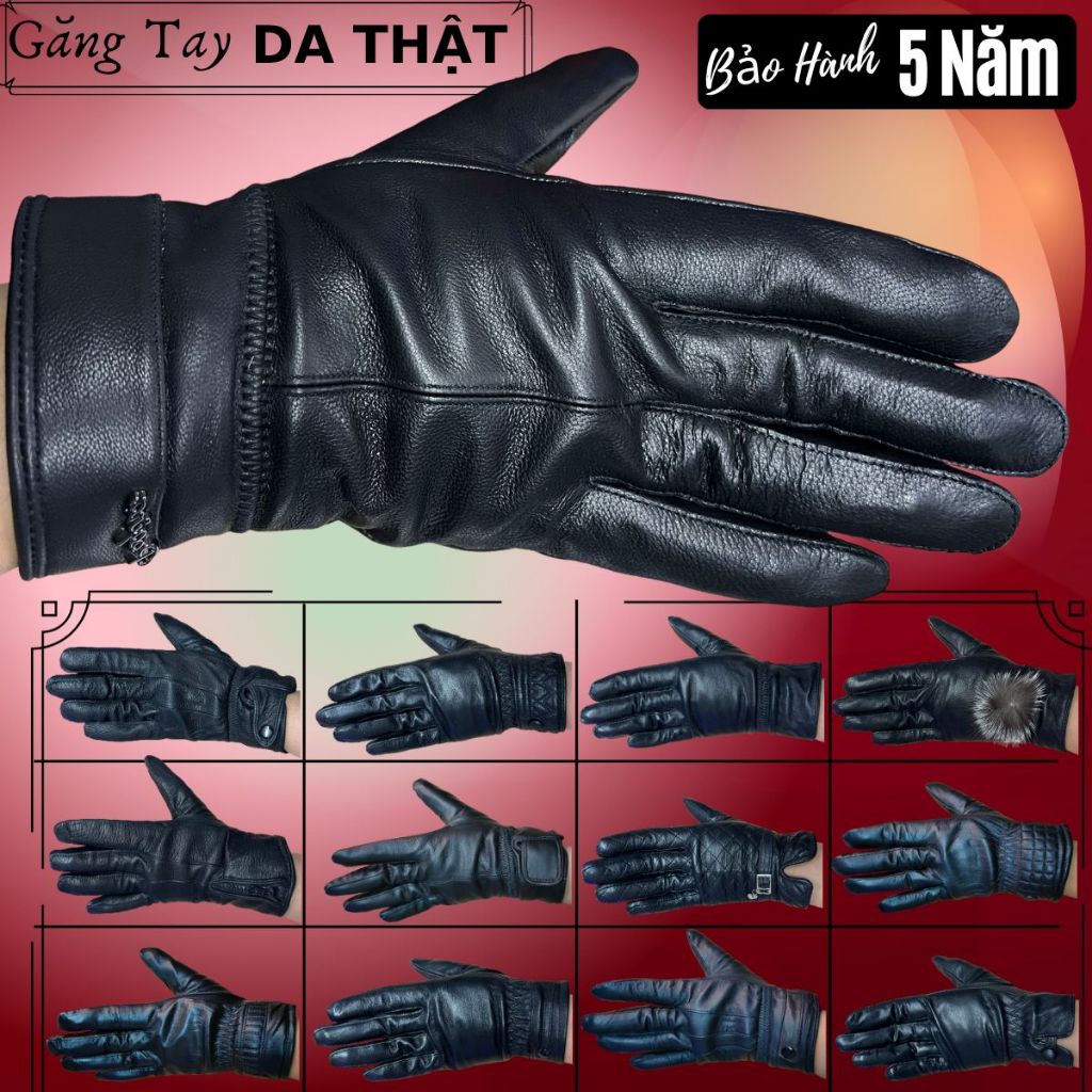 Găng Tay Da Nam Nữ Chất Liệu Da Thật Cao Cấp Mỏng Nhẹ Không Lo Bong Nổ, Dễ Dàng Cầm Nắm Và Lái Xe - BH 5 Năm