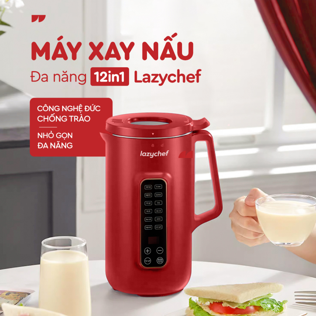 Máy Xay Nấu Đa Năng 12in1 Lazychef - Máy Làm Sữa Hạt, Máy Xay Sinh Tố - Bảo Hành 12 Tháng