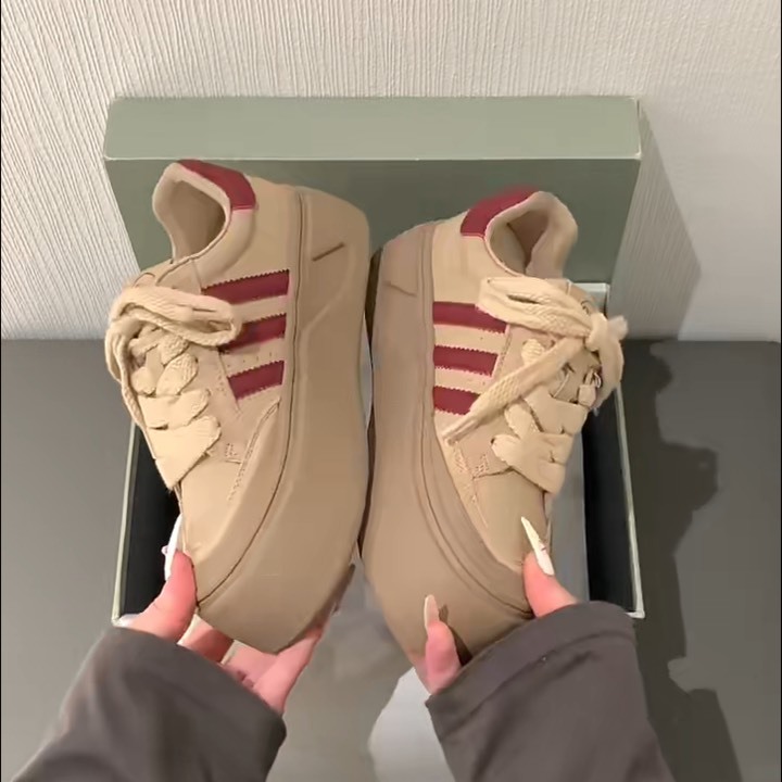 Giày thể thao nữ sneaker nữ đế bánh mì độn đế phong cách hàn quốc đẹp êm chân giá rẻ dễ phối quần áo màu be đỏ - G1