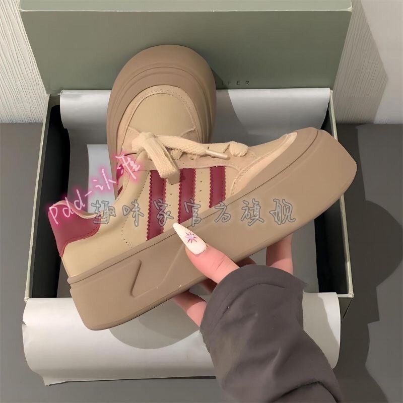 Giày thể thao nữ sneaker nữ đế bánh mì độn đế phong cách hàn quốc đẹp êm chân giá rẻ dễ phối quần áo màu be đỏ - G1