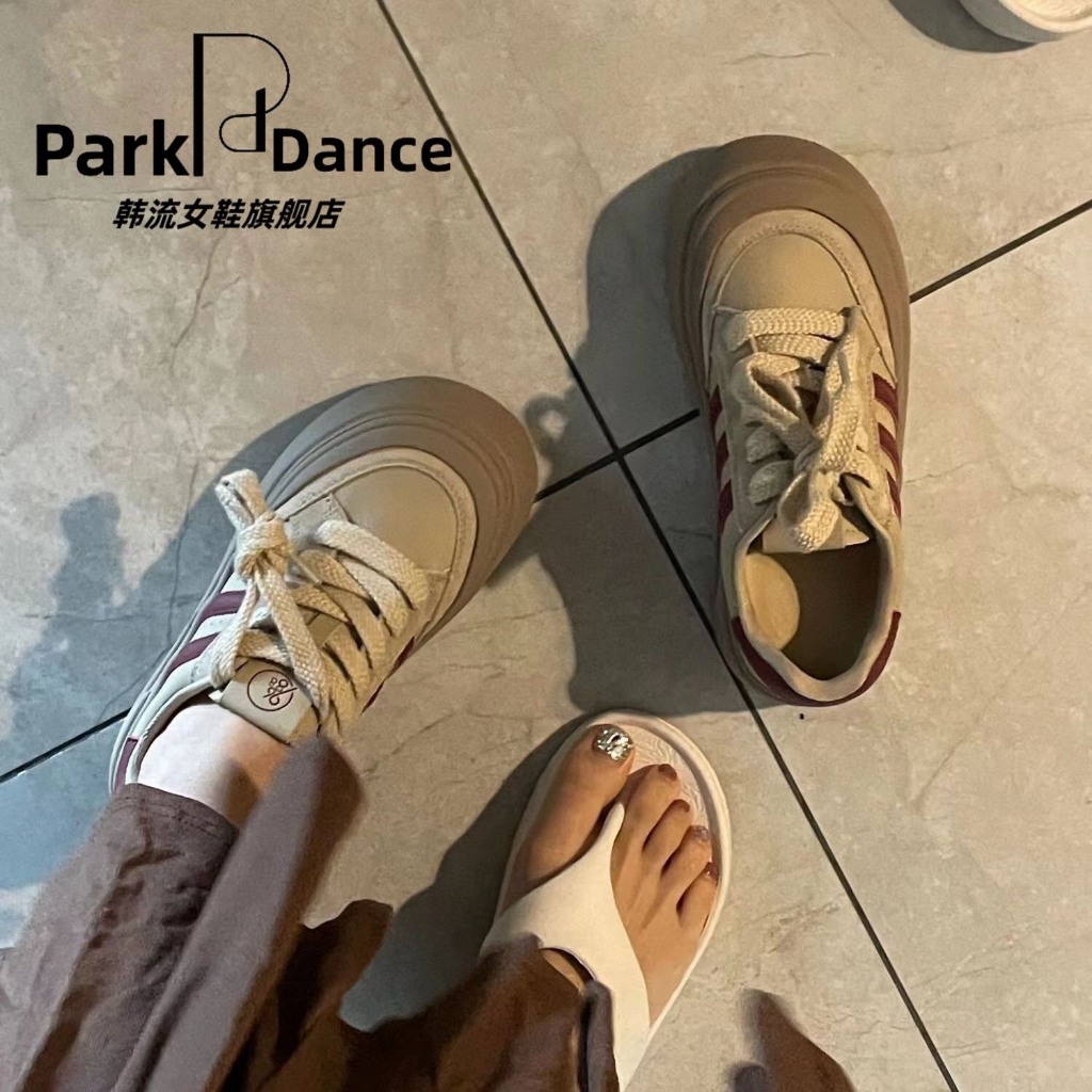 Giày thể thao nữ sneaker nữ đế bánh mì độn đế phong cách hàn quốc đẹp êm chân giá rẻ dễ phối quần áo màu be đỏ - G1
