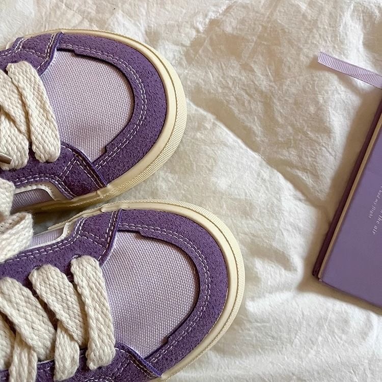Giày thể thao nữ sneaker nữ màu tím đế bằng phong cách hàn quốc giá rẻ vải canvas thích hợp đi học đi chơi - G3