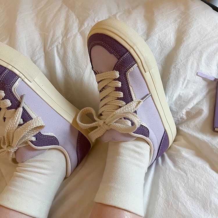 Giày thể thao nữ sneaker nữ màu tím đế bằng phong cách hàn quốc giá rẻ vải canvas thích hợp đi học đi chơi - G3