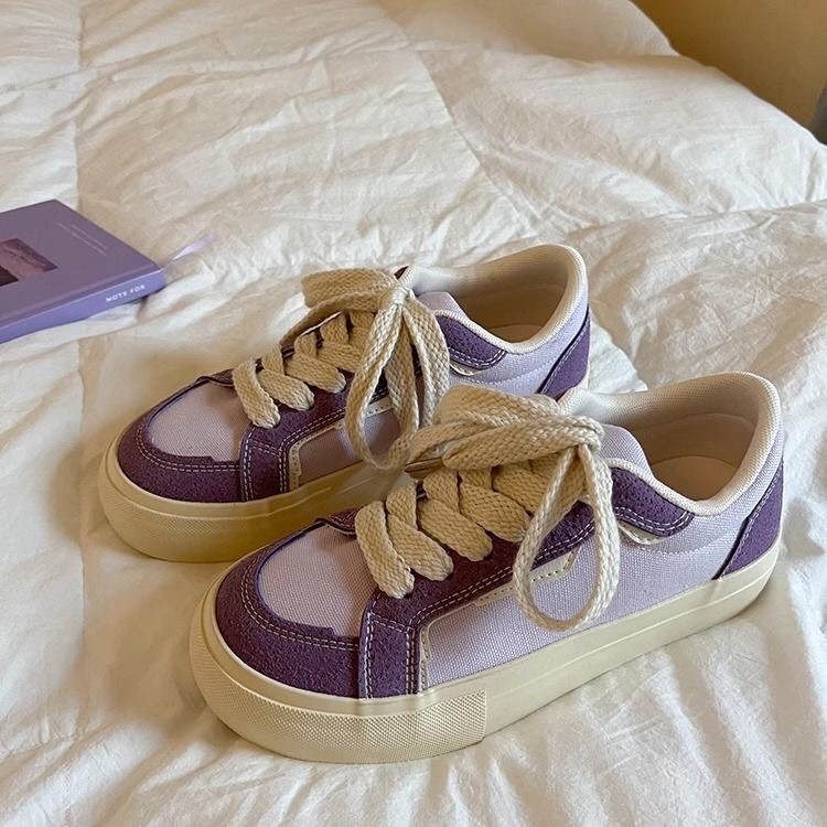 Giày thể thao nữ sneaker nữ màu tím đế bằng phong cách hàn quốc giá rẻ vải canvas thích hợp đi học đi chơi - G3