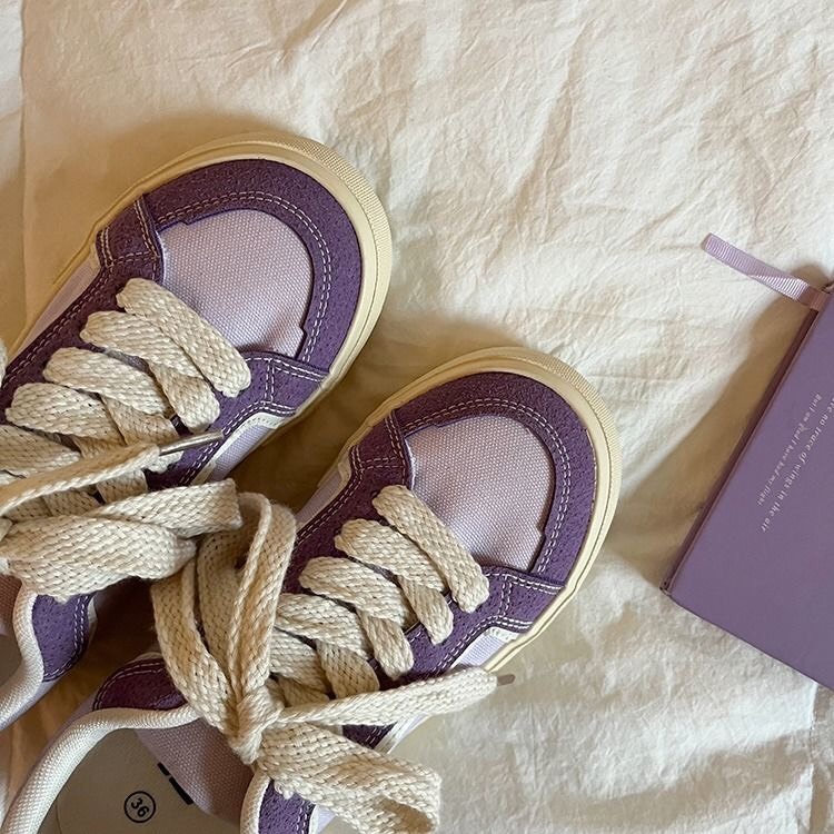 Giày thể thao nữ sneaker nữ màu tím đế bằng phong cách hàn quốc giá rẻ vải canvas thích hợp đi học đi chơi - G3