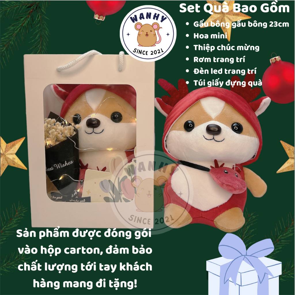 Combo quà tặng sinh nhật bạn trai gái, nam nữ noel, combo gấu bông đẹp