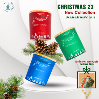 Nến thơm giáng sinh tinh dầu cao cấp first sight christmas 23 hũ hoạ tiết 250gr