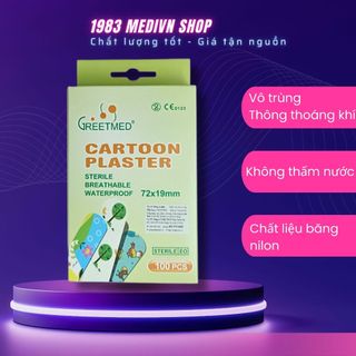 Băng cá nhân GREETMED bản nhỏ hình hoạt hình cute Hộp 100 miếng