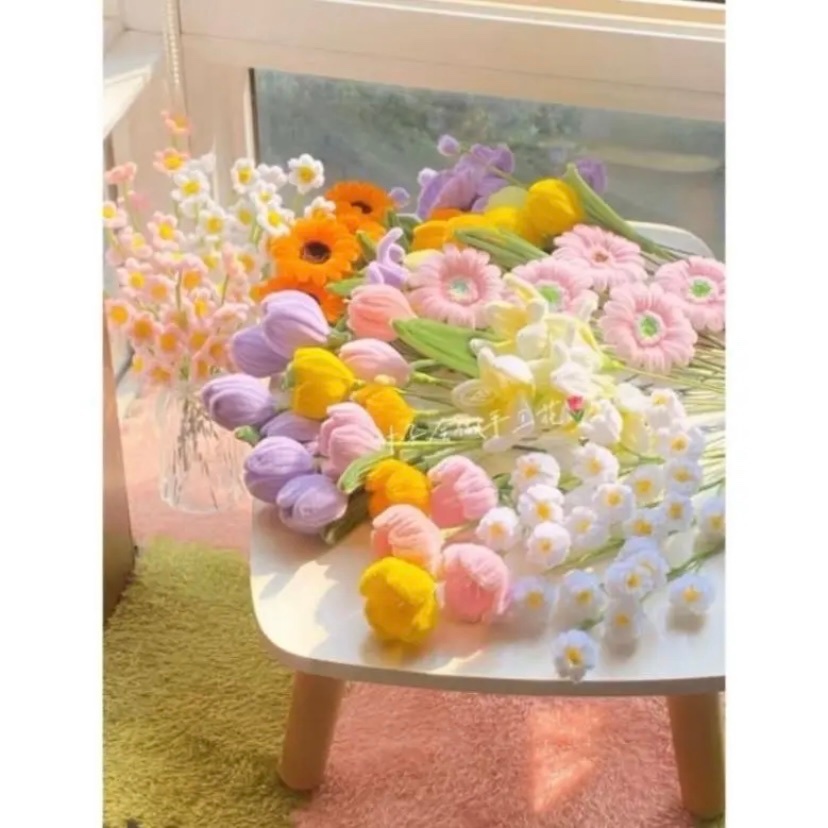 Set 100 Dây kẽm nhung nhiều màu sắc làm đồ trang trí handmade các loại hoa, Dây kẽm lông làm đồ chơi thủ công.