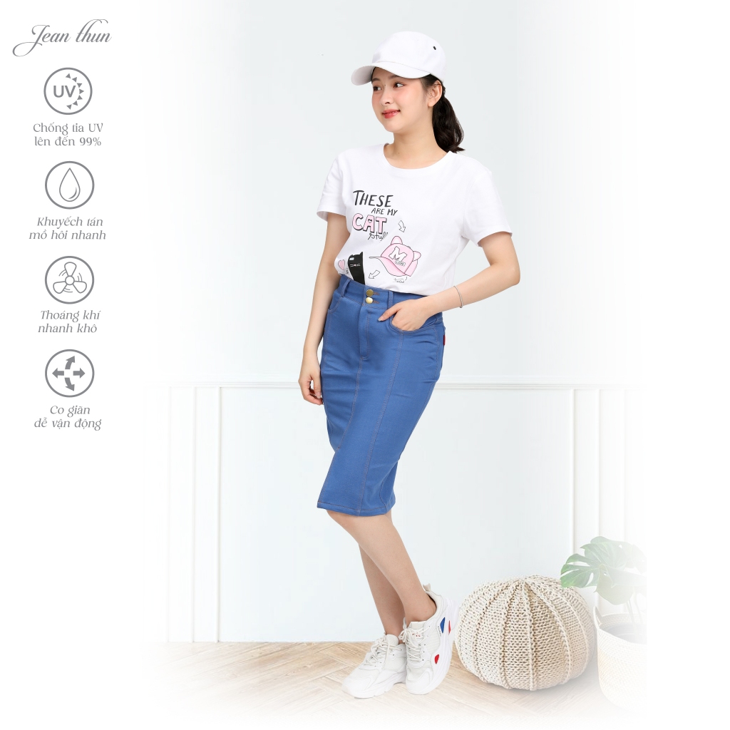 Chân váy dài nữ PALTAL chất liệu jean thun cao cấp 502p 8022
