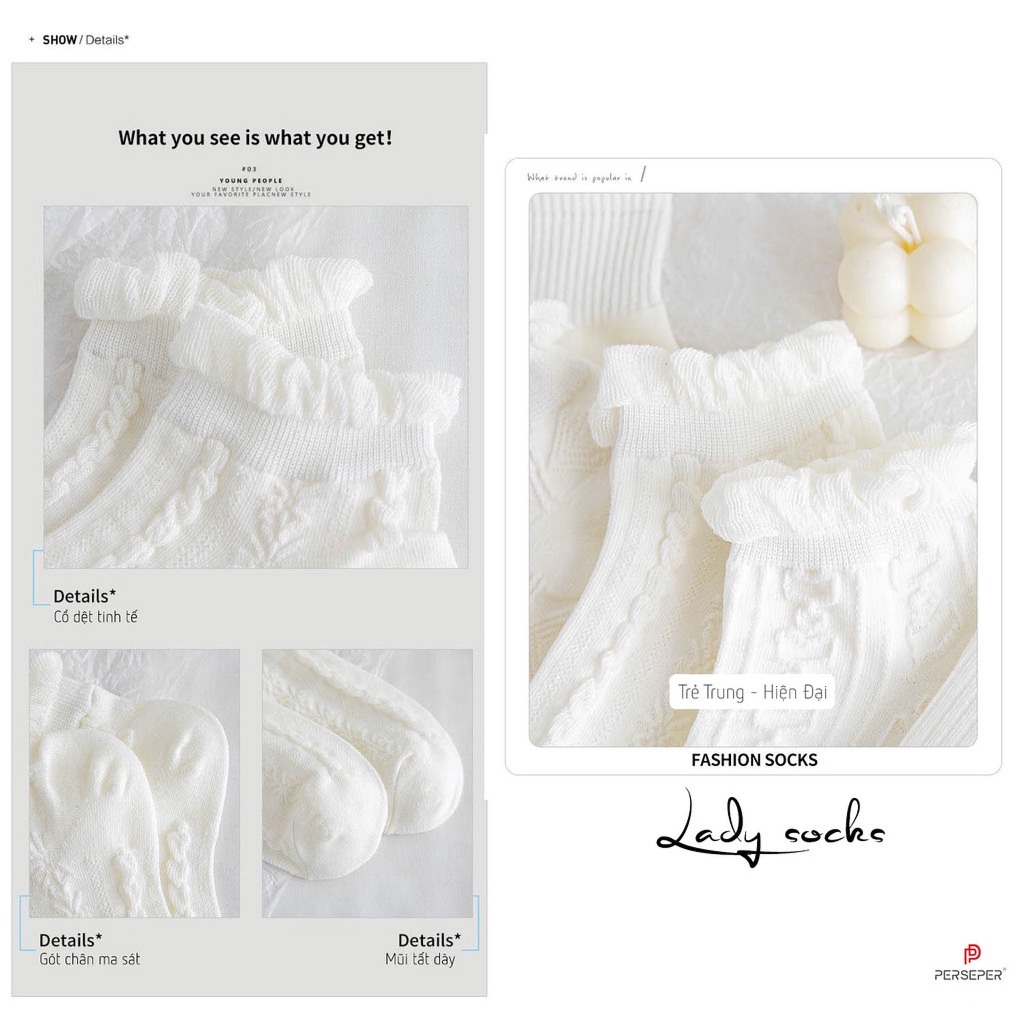 Tất, vớ nữ cổ ngắn chất liệu cotton, co giãn 4 chiều, thấm hút mồ hôi tốt phong cách Lolita dễ thương