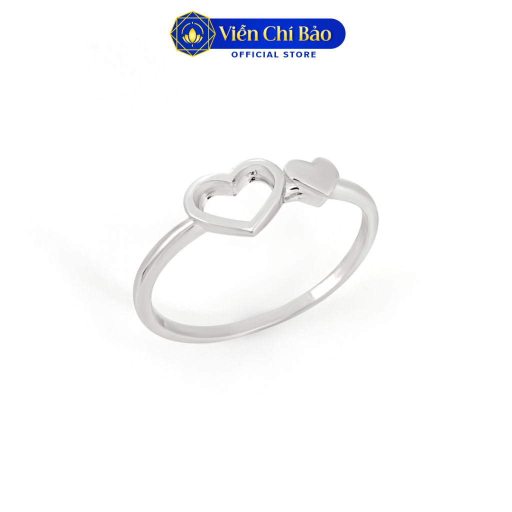 Nhẫn bạc nữ hình trái tim đôi chất liệu bạc 925 thời trang phụ kiện trang sức Viễn Chí Bảo N400756