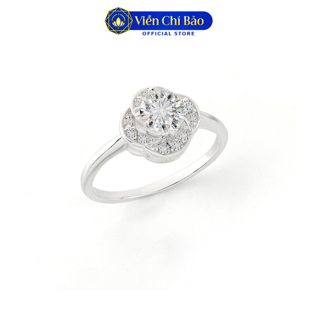 Nhẫn bạc nữ hoa đính đá trắng thời trang phụ kiện trang sức Viễn Chí Bảo N400300