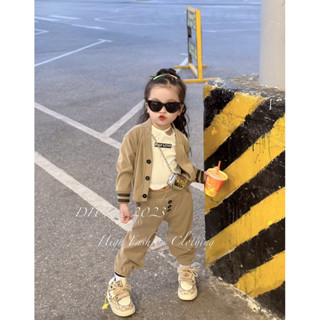 Bộ Thu Đông 3 Chi Tiết Cho Bé Gái, Áo và Quần Dài Kèm Áo Sát Nách Cho Bé Gái Chất Len Tăm Mềm Mại