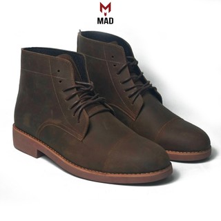 Giày cao cổ nam Mad Captain Boots Brown da bò sáp ngựa điên cao cấp bụi bặm