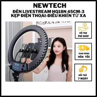 Đèn livestream 45cm hq18n trợ sáng 3 kẹp điện thoại size 18 inch - công suất 55w, nhiệt độ màu 3200k đến 6000k