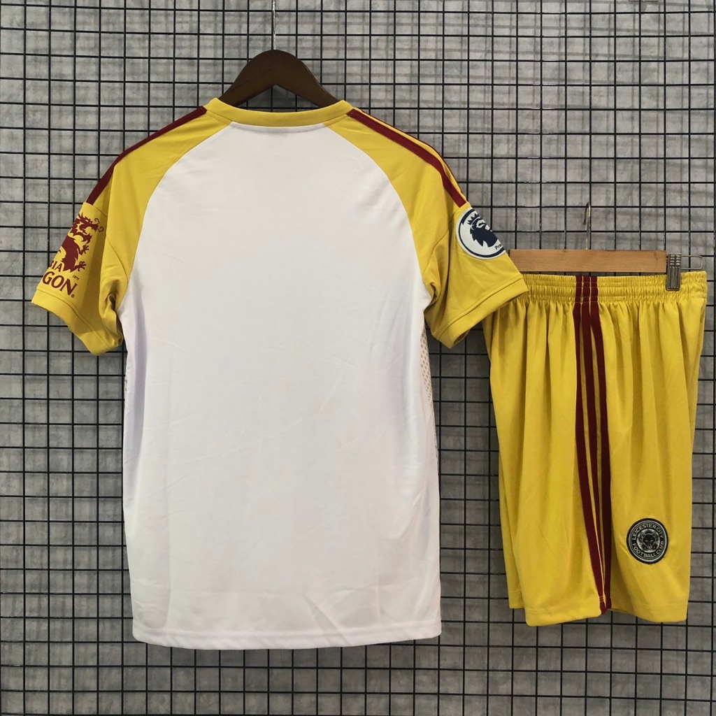 Bộ quần áo bóng đá Leicester City trắng vàng sân khách 2023