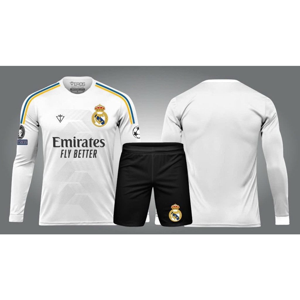 Bộ quần áo bóng đá Real dài tay thiết kế EROS DT-04/23