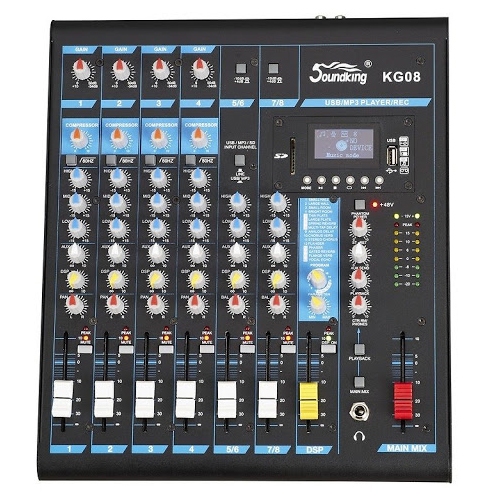 Mixer Soundking KG08 - Bàn trộn 8 line chính hãng - Kết nối USB