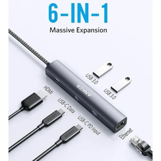[NEW NOBOX] HUB Anker PowerExpand 6-in-1 Type C Sạc nhanh PD 65w, cổng Lan 1Gbps – A8365