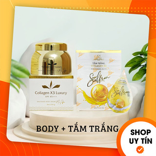 [Chính hãng] Combo Kem Body Collagen X3 + Tắm Trắng X3 Luxury - Mỹ phẩm Đông Anh