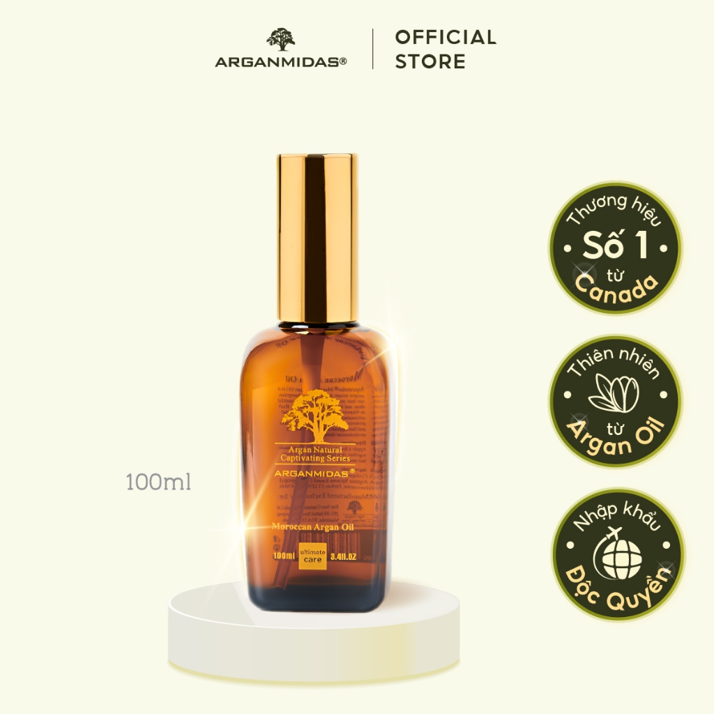 Tinh dầu dưỡng phục hồi tóc hư tổn chuyên sâu Arganmidas Moroccan Argan Oil 100ml