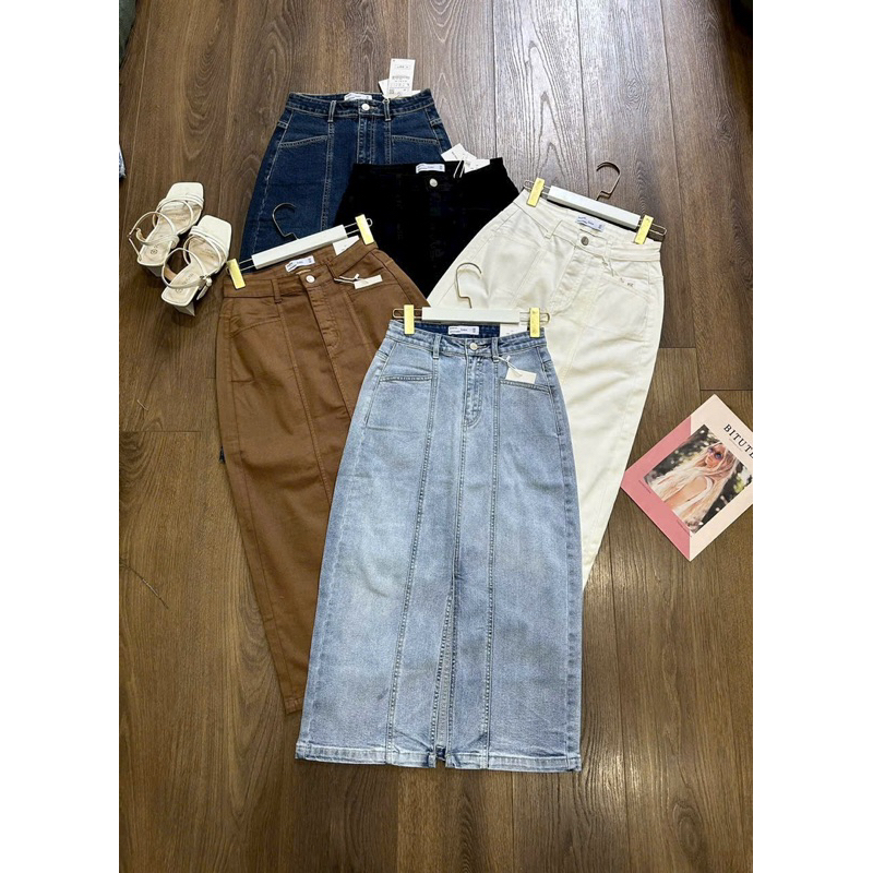 Chân váy dáng A dài qua gối