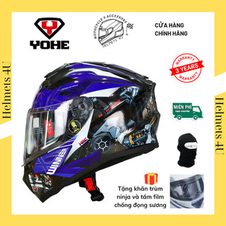 Mũ bảo hiểm fullface YOHE 981 dán tem decal Honda Winner xanh GP - Helmets 4U