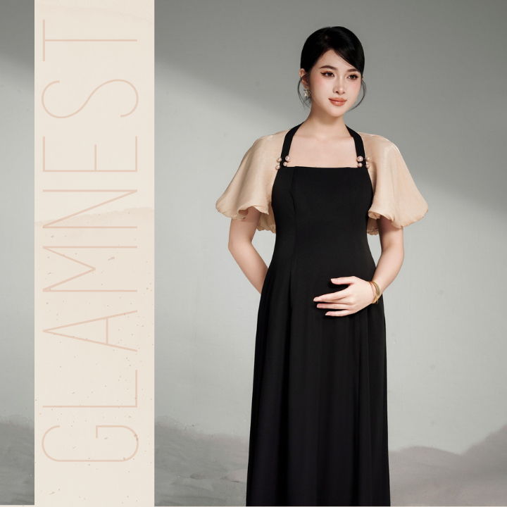 Đầm Bầu Dự Tiệc Thu Đông Xinh Bigsize Váy Bầu Công Sở Thiết Kế Cao Cấp Glam Nest VD040